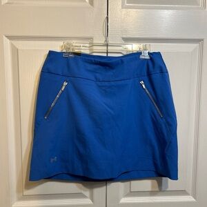 NWT Under Armour GOLF Skort Size L Large Heatgear Fitted Blue Skirt Zip Pockets